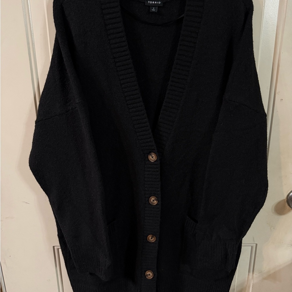 Torrid Black Button-Up Cardigan